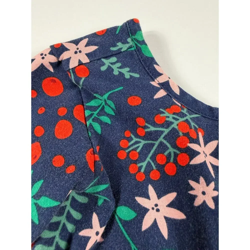 Hanna Andersson Organic Cotton Berry Floral Long Sleeve Dress Size 3 Holiday